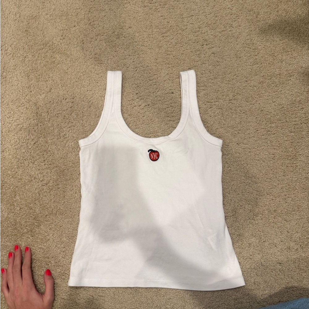 White Tank Top with NYC Apple Patch - Women